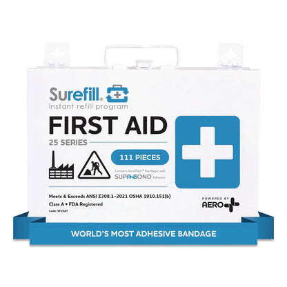 SUREFILL™ 25 ANSI 2021 A+ First Aid Kit with Metal Case, 111 Pieces (AOHSF25AT)