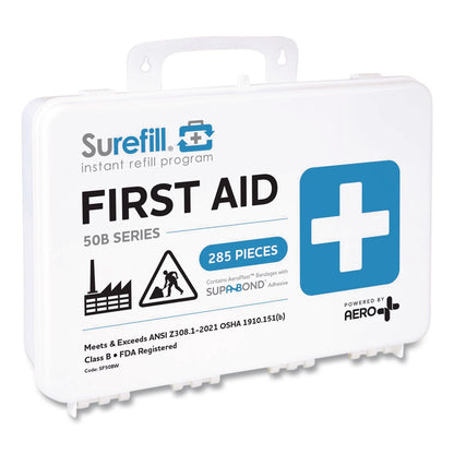 SUREFILL™ 50 Series ANSI 2021 B First Aid Kit - Weatherproof Plastic Case, 50 Person, 285 Pieces (AOHSF50BW)