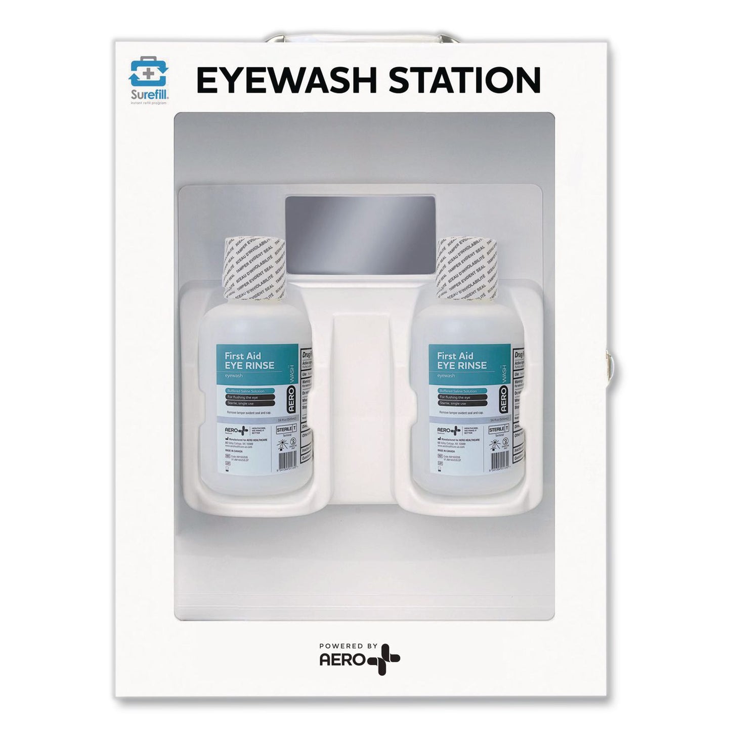 SUREFILL™ Emergency Eyewash Station Wall Cabinet, 16 oz Bottle, 2 Bottles/Station (AOHSFCESUS)