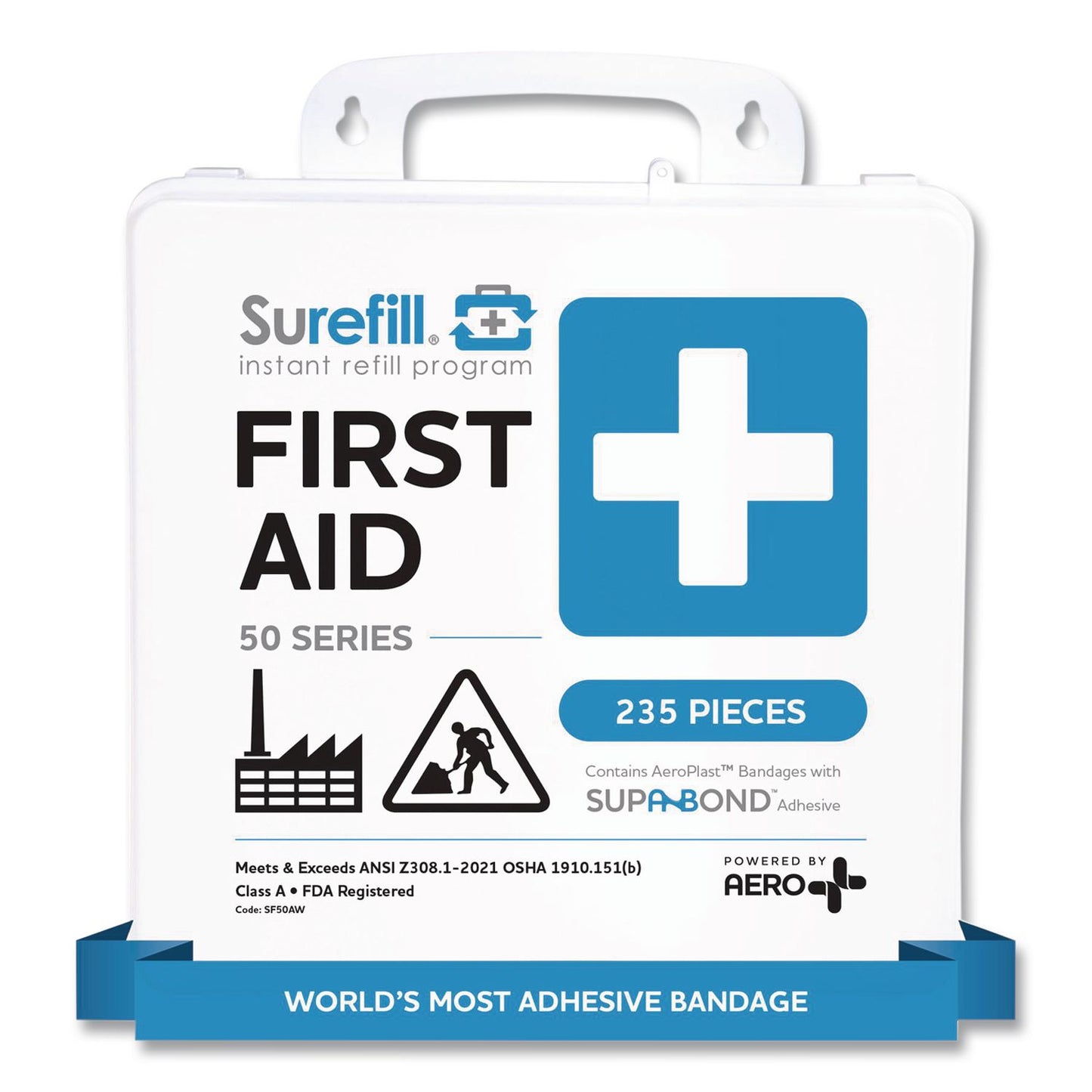 SUREFILL™ 50 Series ANSI A+ First Aid Kit - Weatherproof Plastic Case, 50 Person, 235 Pieces (AOHSF50AW)