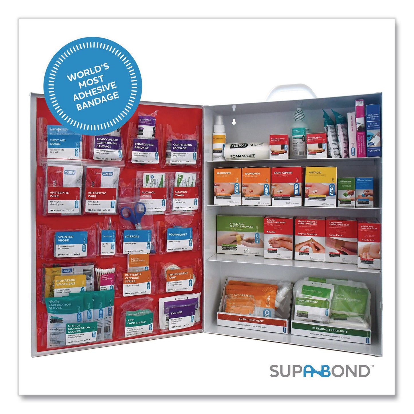 SUREFILL™ 150 Series Class B 4-Shelf First Aid Cabinet - Meds, 150 Person, 855 Pieces, Metal Case (AOHSF150BMT)