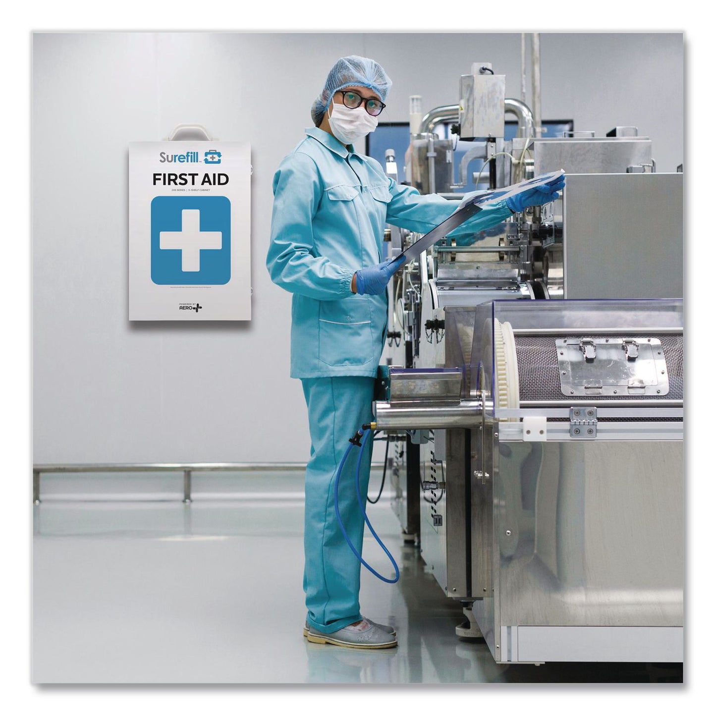 SUREFILL™ 200 Series Class B 5-Shelf First Aid Cabinet - Meds, 200 Person, 1,183 Pieces, Metal Case (AOHSF200BMT)
