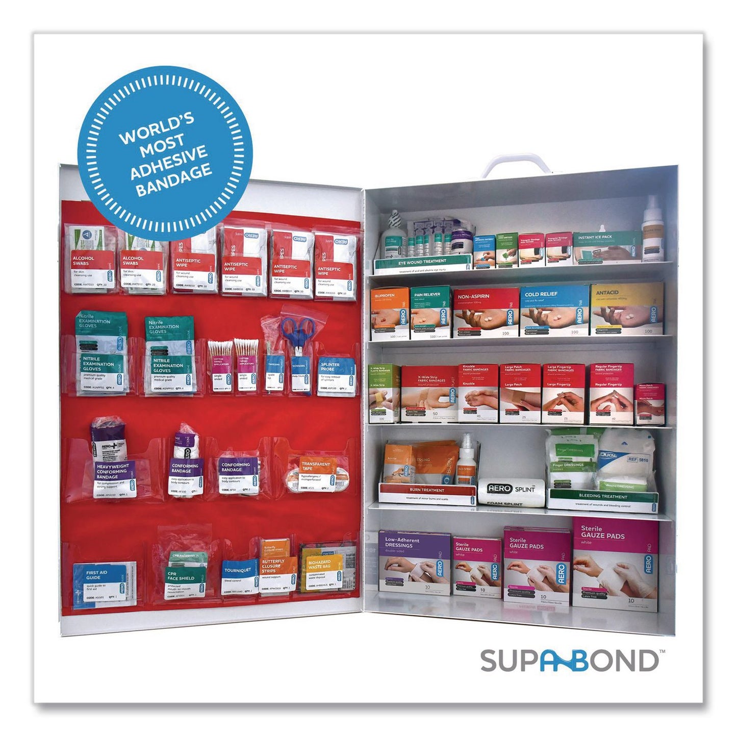 SUREFILL™ 200 Series Class B 5-Shelf First Aid Cabinet - Meds, 200 Person, 1,183 Pieces, Metal Case (AOHSF200BMT)