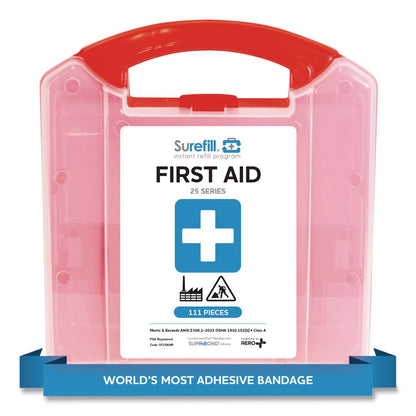 SUREFILL™ 25 Series ANSI A+ First Aid Kit - Plastic Retail Case, 25 Person, 111 Pieces (AOHSF25ANR)