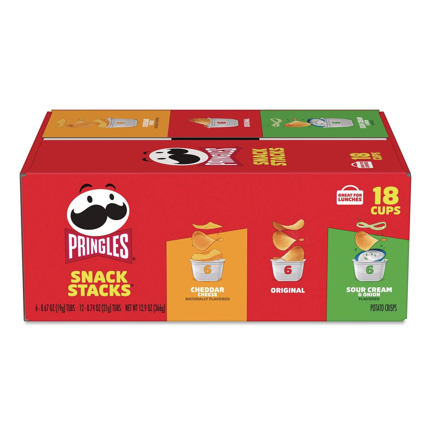 Pringles® Snack Stacks, Assorted Flavors, 18 Cups/Carton (KEB18252)