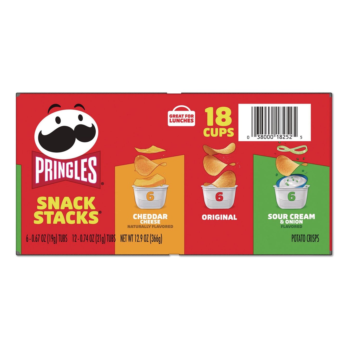 Pringles® Snack Stacks, Assorted Flavors, 18 Cups/Carton (KEB18252)