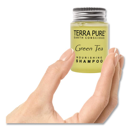 Diversified Hospitality Solutions Terra Pure Shampoo Jam Jar, Green Tea Lemongrass Scent, 1 oz Jar, 300/Carton (DHS007460)