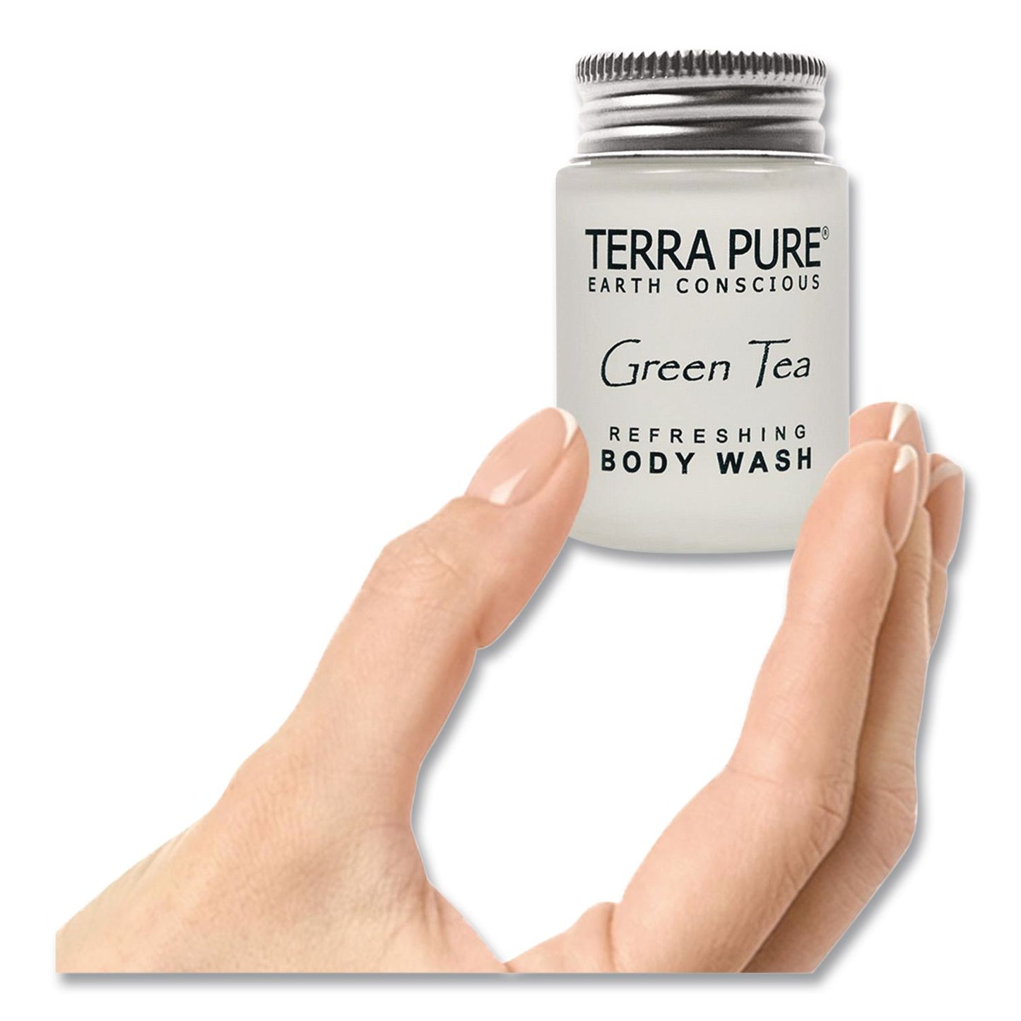 Diversified Hospitality Solutions Terra Pure Body Wash Jam Jar, Green Tea Lemongrass, 1 oz Jar, 300/Carton (DHS007491)