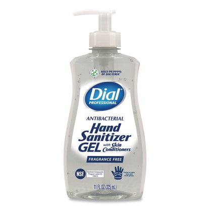 Dial® Professional Gel Antibacterial Hand Sanitizer, 11 oz Pump Bottle, Fragrance-Free, 12/Carton (DIA35482)