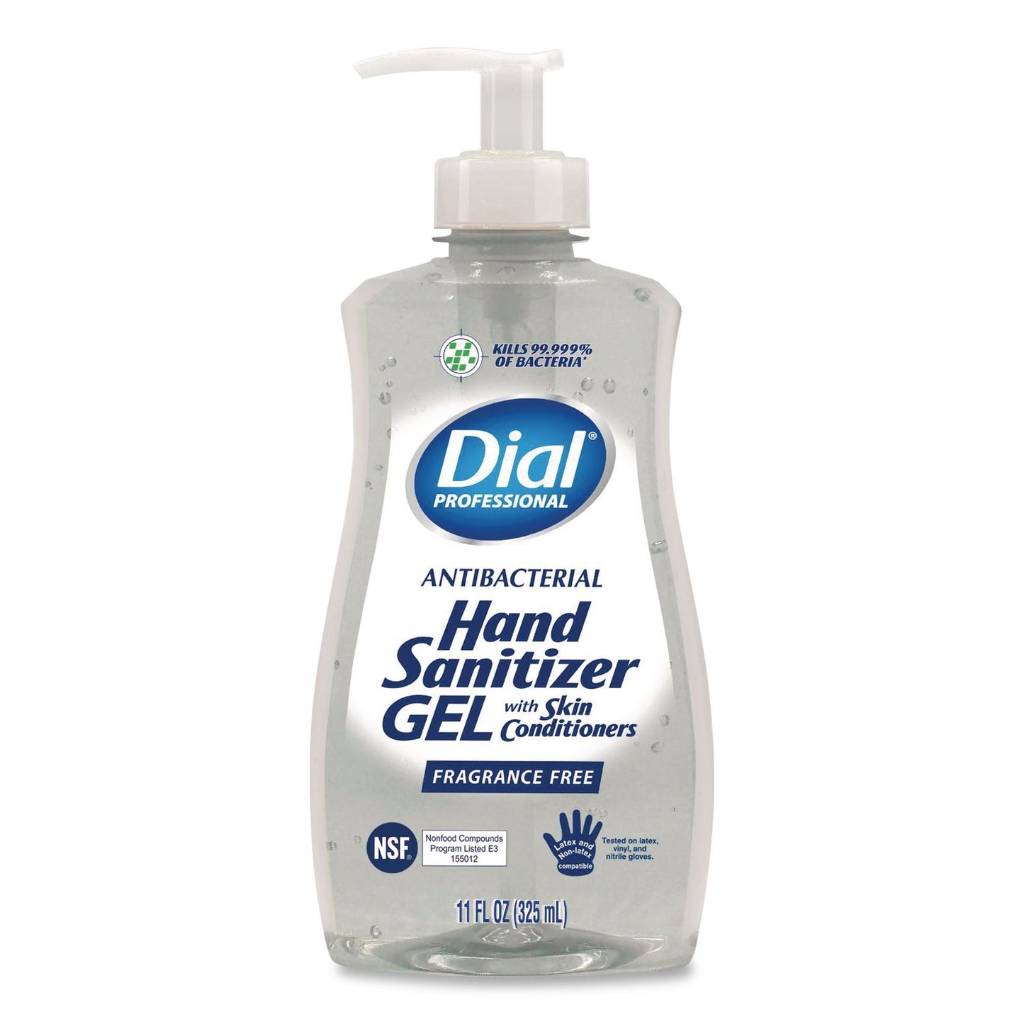 Dial® Professional Gel Antibacterial Hand Sanitizer, 11 oz Pump Bottle, Fragrance-Free (DIA35482EA)