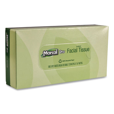 Marcal PRO™ 100% Recycled Convenience Pack Facial Tissue, 2-Ply, White, 100 Sheets/Box, 30/Carton (MRCNP5701EA)