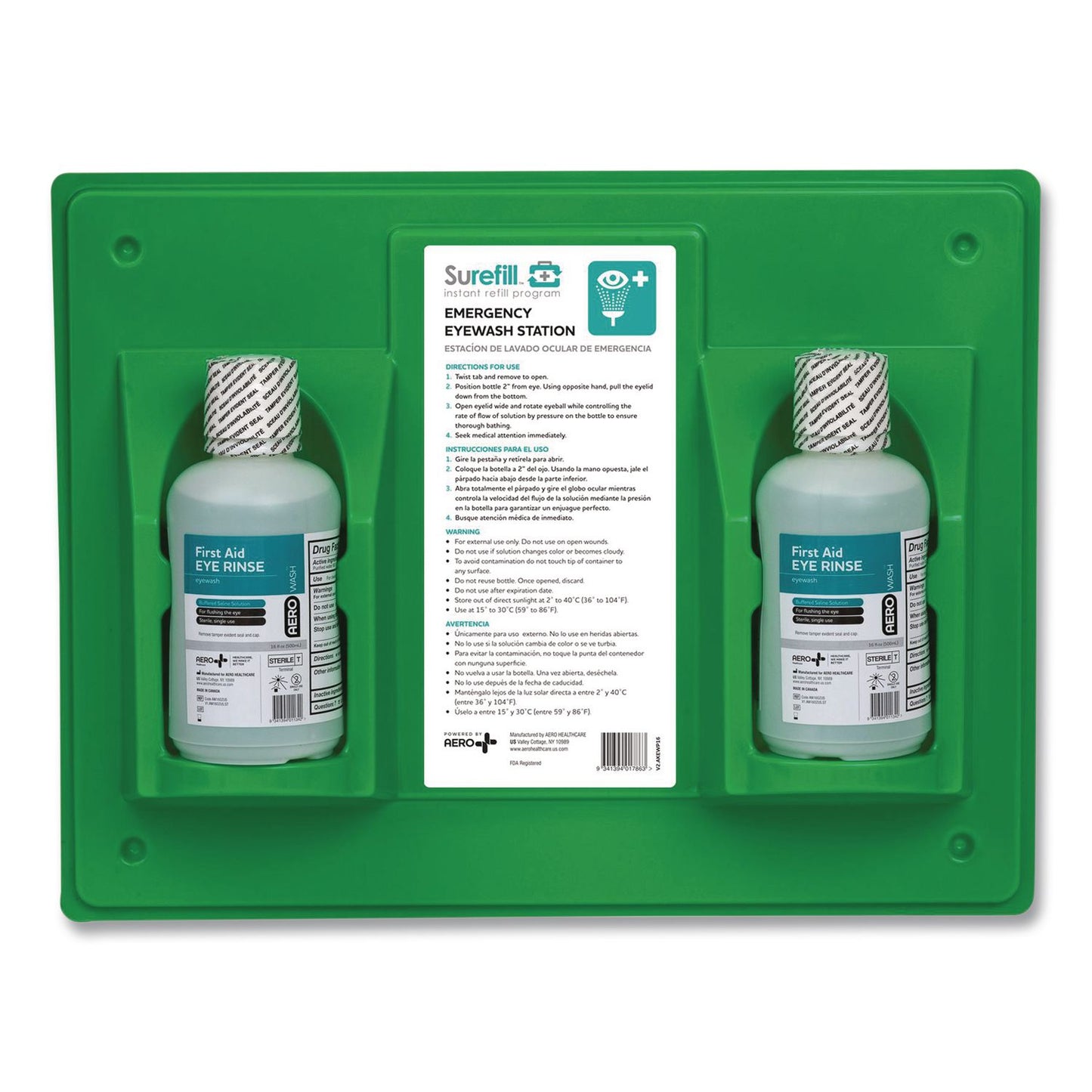 NeutraFlush® Emergency Eyewash Station, 16 oz Bottle, 2 Bottles/Station (AOHAKEWP16US)