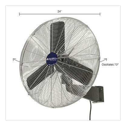 Global Industrial® Oscillating Wall Mount Fan, 24", 3 Speeds, Black (GBE607050)