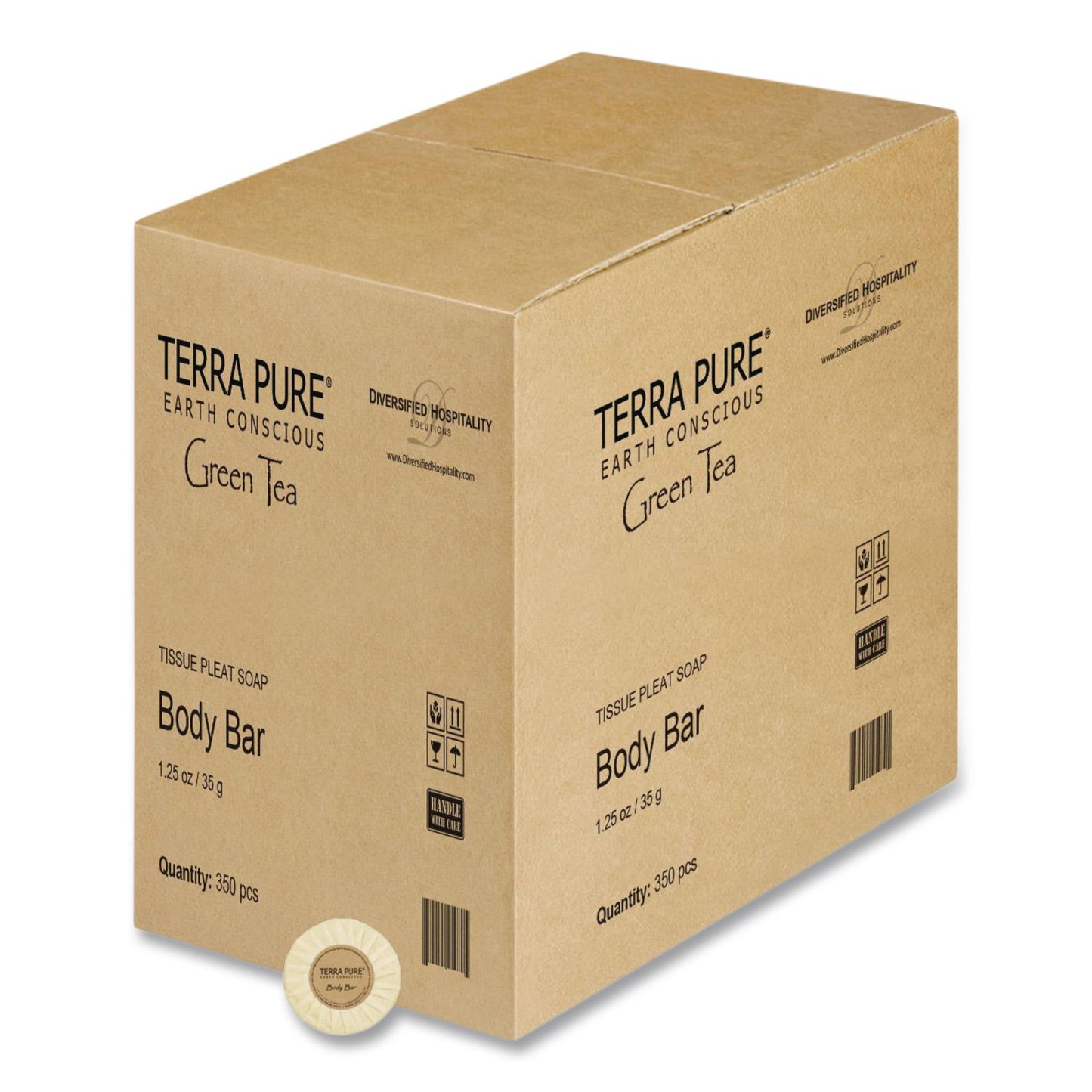 Diversified Hospitality Solutions Terra Pure Cleansing Bar, Green Tea Lemongrass, 1.25 oz, 350/Carton (DHS002058)