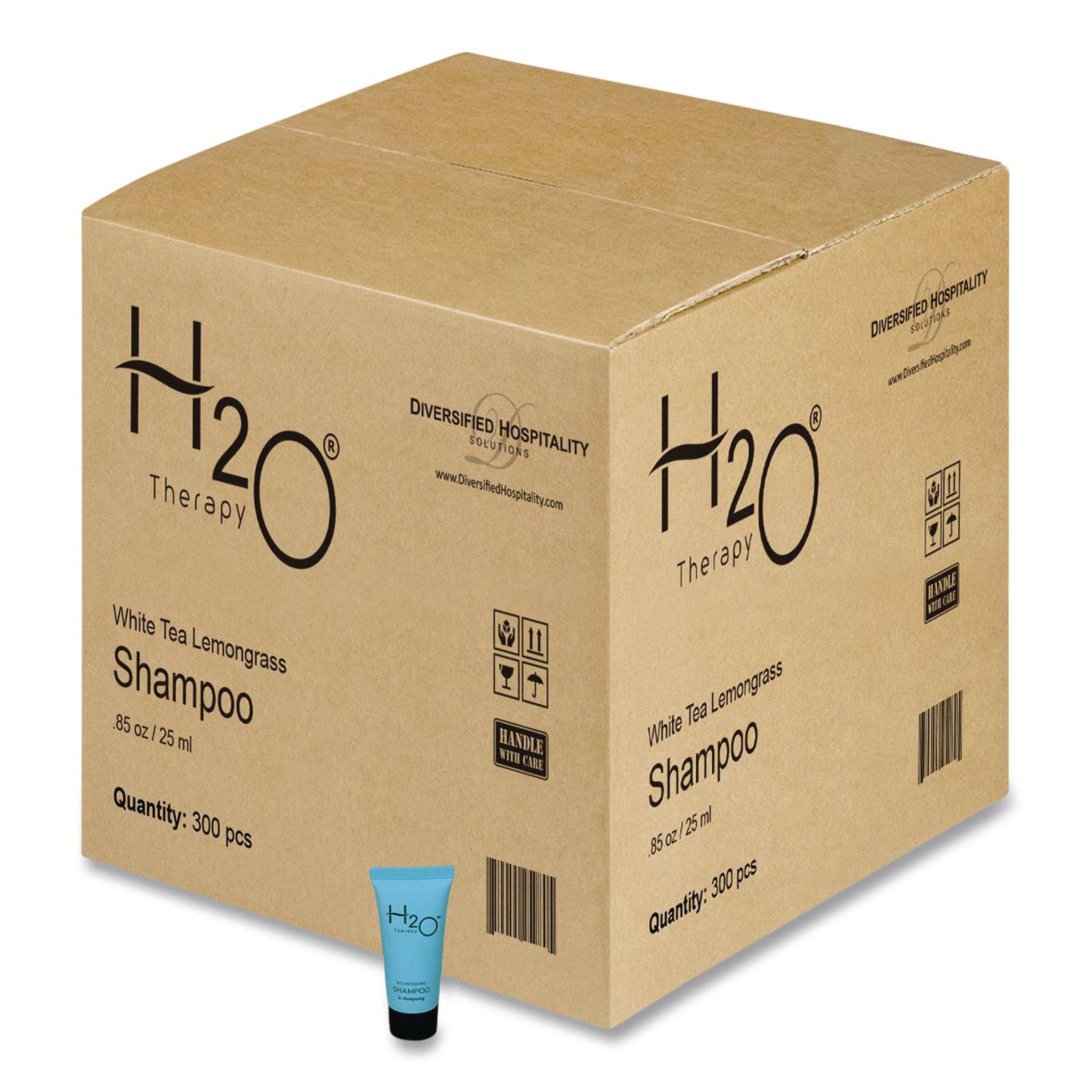 Diversified Hospitality Solutions H2O Therapy Shampoo Single Use, White Tea and Lemongrass Scent, 0.85 oz Tube, 300/Carton (DHS007057)