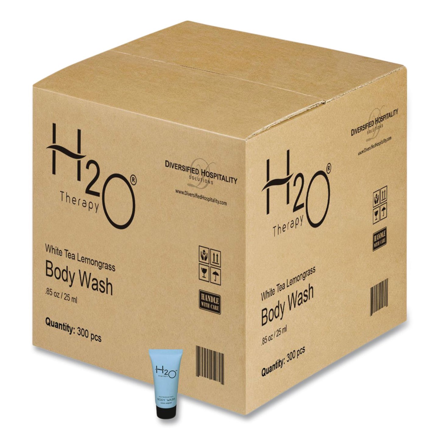 Diversified Hospitality Solutions H2O Therapy Body Wash Single Use, White Tea and Lemongrass, 0.85 oz, 300/Carton (DHS007088)