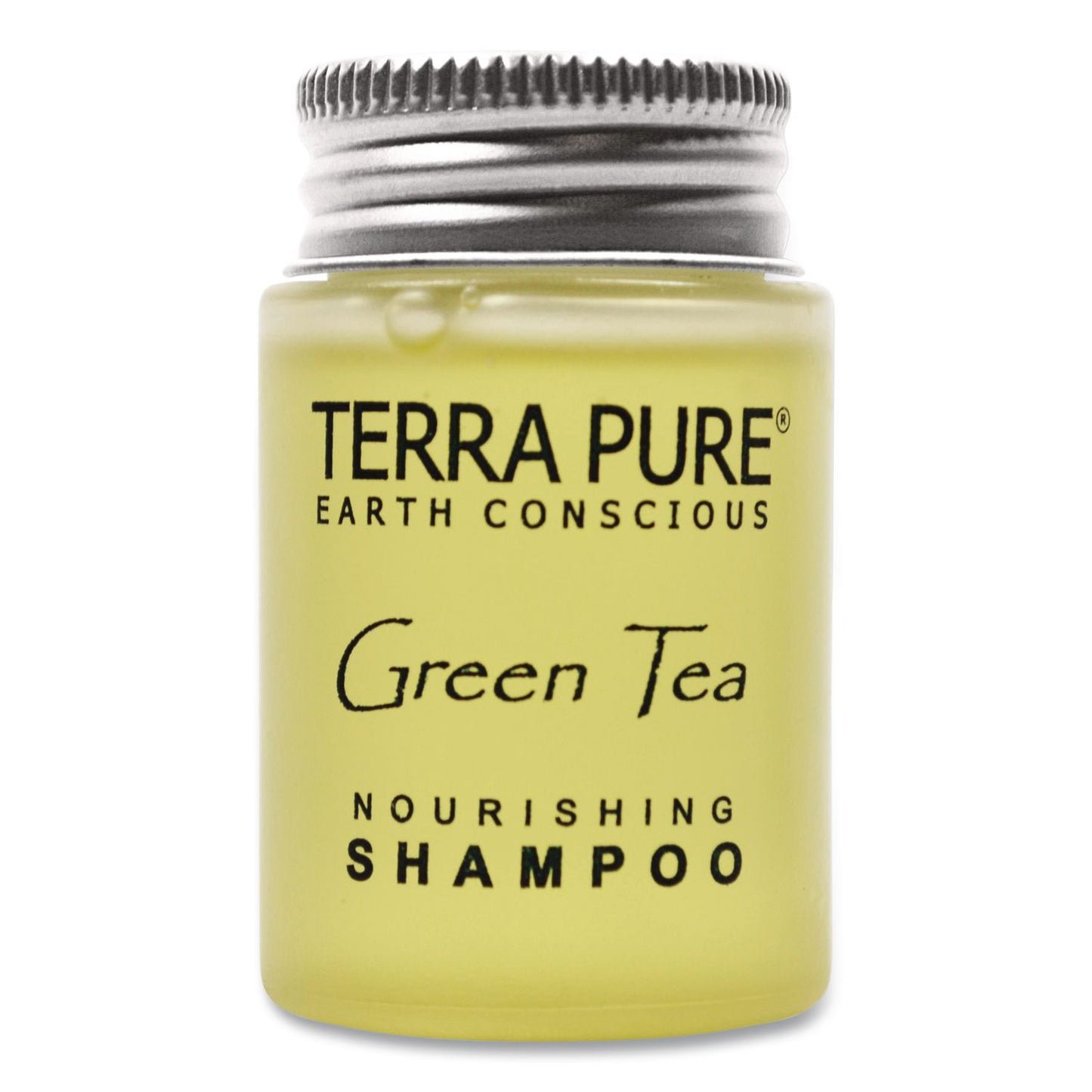 Diversified Hospitality Solutions Terra Pure Shampoo Jam Jar, Green Tea Lemongrass Scent, 1 oz Jar, 300/Carton (DHS007460)