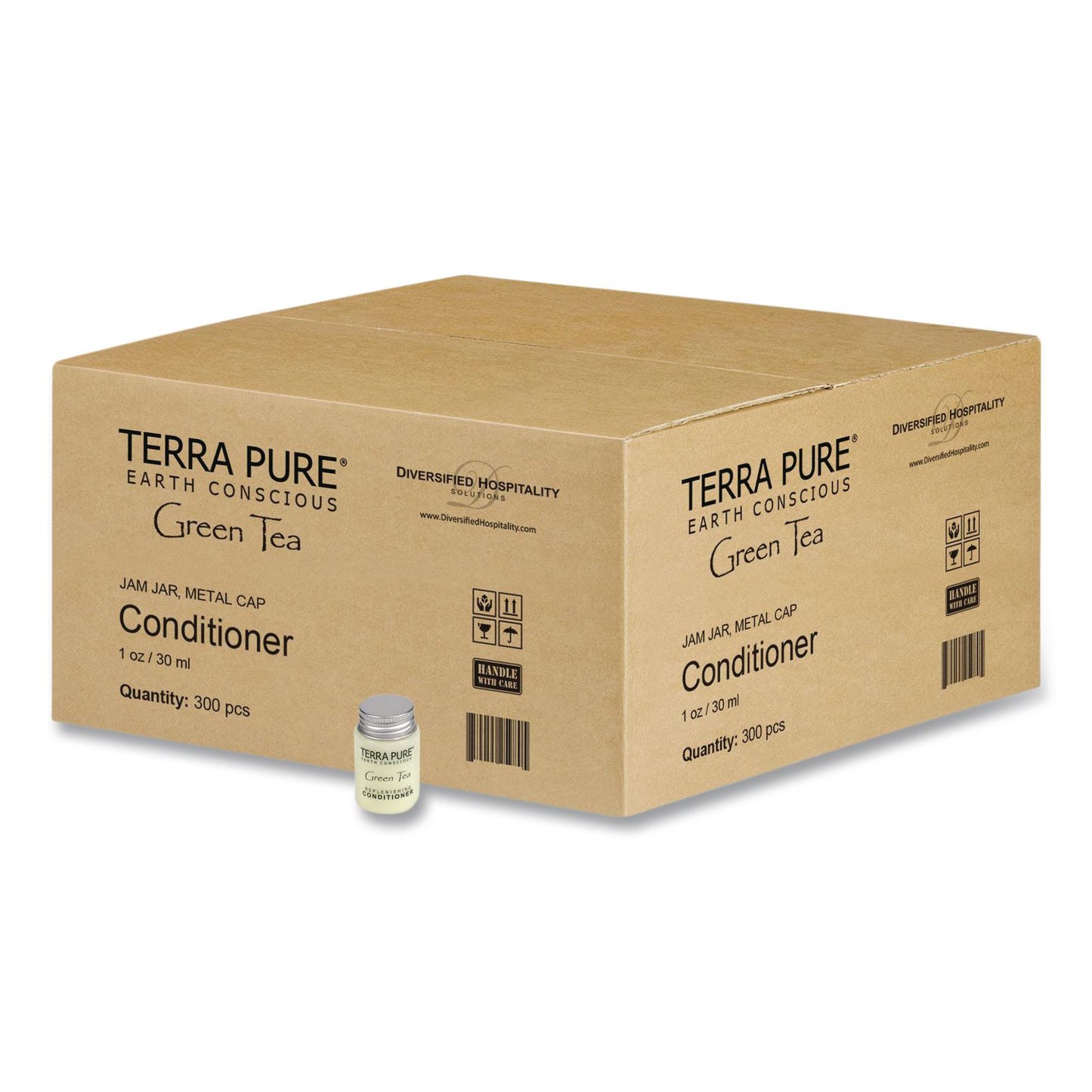 Diversified Hospitality Solutions Terra Pure Conditioner Jam Jar, Green Tea Lemongrass Scent, 1 oz Jar, 300/Carton (DHS007477)