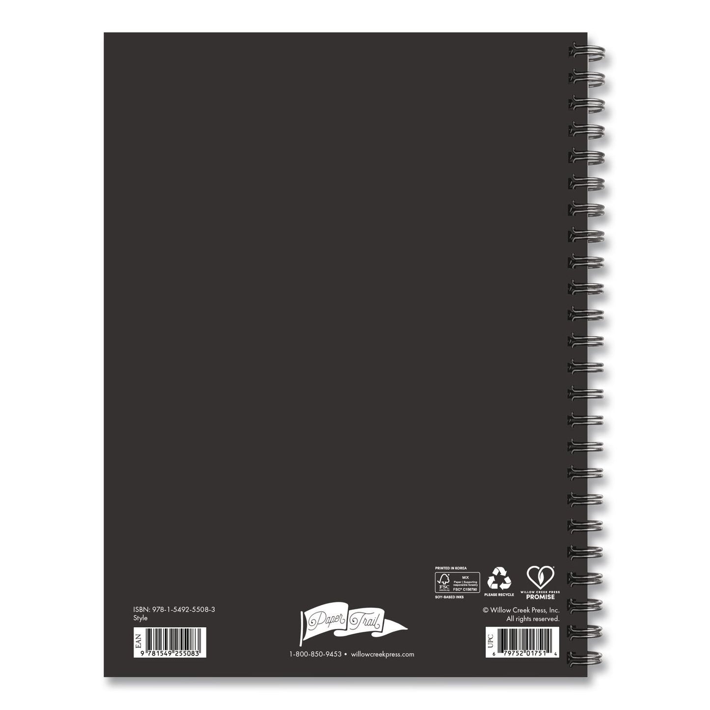 Willow Creek Press Style Undated Journal, Edition, Medium/College Rule, Black/Gold Cover, (80) 8 x 6 Sheets (WPR55083)