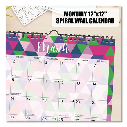 Willow Creek Press Geometric 2026 Spiral Wall Calendar, Geometric Artwork, 12 x 12, Multicolor Sheets, 12-Month (Jan to Dec): 2026 (WPR54734)