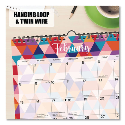 Willow Creek Press Geometric 2026 Spiral Wall Calendar, Geometric Artwork, 12 x 12, Multicolor Sheets, 12-Month (Jan to Dec): 2026 (WPR54734)