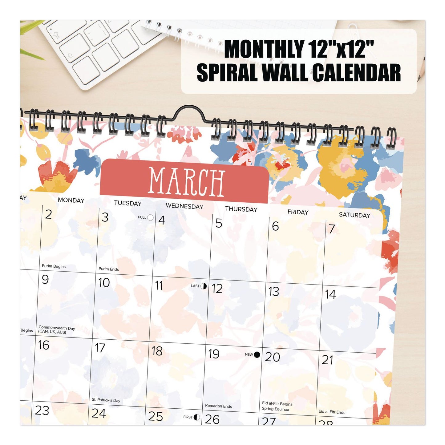 Willow Creek Press Meadow Flowers 2026 Spiral Wall Calendar, Floral Artwork, 12 x 12, Multicolor Sheets, 12-Month (Jan to Dec): 2026 (WPR54741)