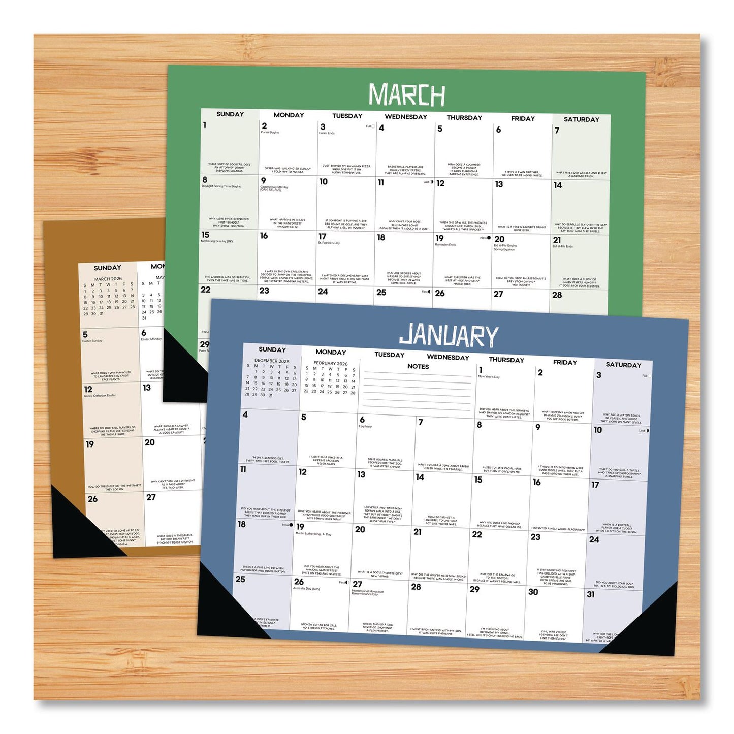 Willow Creek Press Bad Dad Jokes Monthly Desk Pad Calendar, 17 x 12, White/Multicolor Sheets, Black Headband/Corners, 12-Month (Jan to Dec) 2026 (WPR57056)