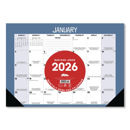 Willow Creek Press Bad Dad Jokes Monthly Desk Pad Calendar, 17 x 12, White/Multicolor Sheets, Black Headband/Corners, 12-Month (Jan to Dec) 2026 (WPR57056)