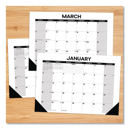 Willow Creek Press Basic Small Monthly Desk Pad Calendar, 17 x 12, White/Gray/Black Sheets, Black Headband/Corners, 12-Month (Jan to Dec) 2026 (WPR57063)