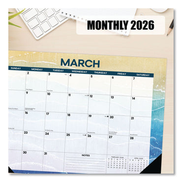 Willow Creek Press Beaches Monthly Desk Pad Calendar, 17 x 12, White/Multicolor Sheets, Black Headband/Corners, 12-Month (Jan to Dec) 2026 (WPR57070)