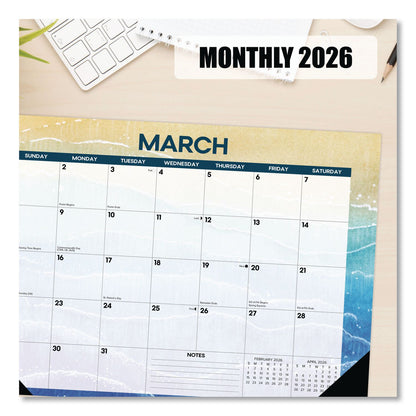 Willow Creek Press Beaches Monthly Desk Pad Calendar, 17 x 12, White/Multicolor Sheets, Black Headband/Corners, 12-Month (Jan to Dec) 2026 (WPR57070)