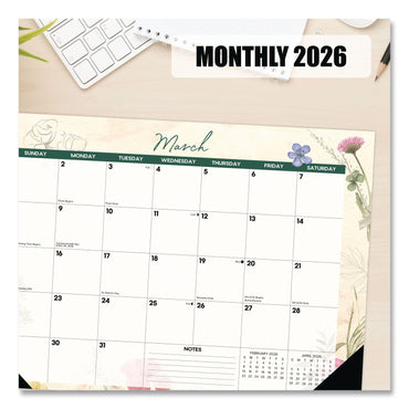 Willow Creek Press Botanical Garden Monthly Desk Pad Calendar, 17 x 12, Cream/Multicolor Sheets, Black Headband/Corners, 12-Month (Jan-Dec) 2026 (WPR57094)