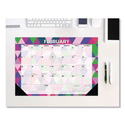 Willow Creek Press Modern Small Geometric Monthly Desk Pad Calendar, 17 x 12, Multicolor Sheets, Black Headband/Corners, 12-Month (Jan-Dec) 2026 (WPR57117)