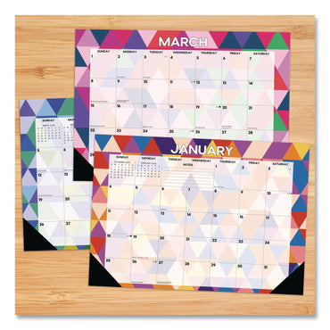 Willow Creek Press Modern Small Geometric Monthly Desk Pad Calendar, 17 x 12, Multicolor Sheets, Black Headband/Corners, 12-Month (Jan-Dec) 2026 (WPR57117)