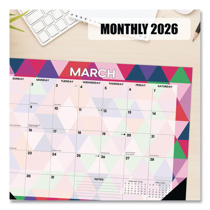 Willow Creek Press Modern Small Geometric Monthly Desk Pad Calendar, 17 x 12, Multicolor Sheets, Black Headband/Corners, 12-Month (Jan-Dec) 2026 (WPR57117)