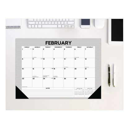 Willow Creek Press Pinstripe Small Monthly Desk Pad Calendar, 17 x 12, White/Gray Sheets, Black Headband, Black Corners, 12-Month (Jan-Dec) 2026 (WPR57131)