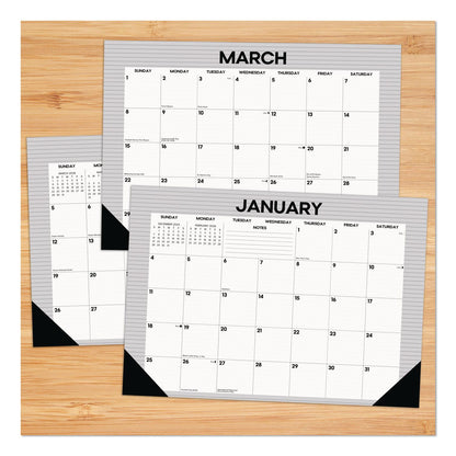 Willow Creek Press Pinstripe Small Monthly Desk Pad Calendar, 17 x 12, White/Gray Sheets, Black Headband, Black Corners, 12-Month (Jan-Dec) 2026 (WPR57131)