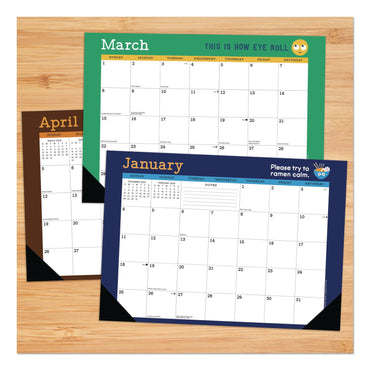 Willow Creek Press Punny Art of David Olenick Monthly Desk Pad Calendar, 17x12, White/Multicolor, Black Headband/Corners, 12-Month Jan-Dec 2026 (WPR57148)