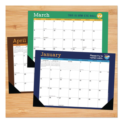 Willow Creek Press Punny Art of David Olenick Monthly Desk Pad Calendar, 17x12, White/Multicolor, Black Headband/Corners, 12-Month Jan-Dec 2026 (WPR57148)
