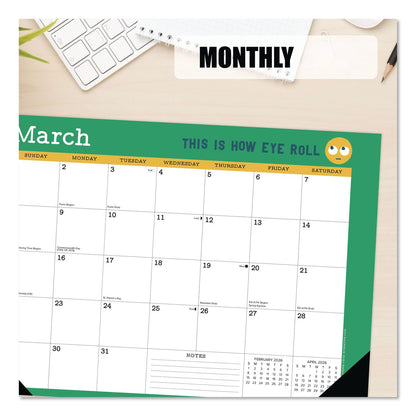 Willow Creek Press Punny Art of David Olenick Monthly Desk Pad Calendar, 17x12, White/Multicolor, Black Headband/Corners, 12-Month Jan-Dec 2026 (WPR57148)