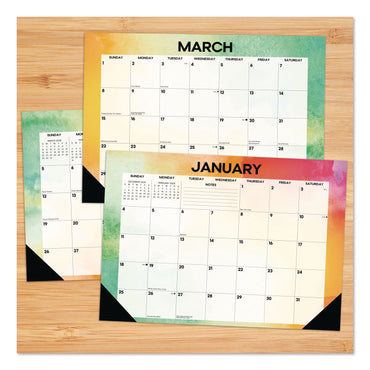 Willow Creek Press Rainbow Gradient Small Monthly Desk Pad Calendar, 17 x 12, White Sheets, Black Headband/Corners, 12-Month (Jan to Dec): 2026 (WPR57155)