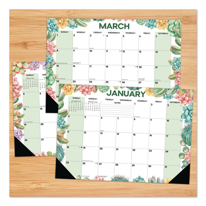 Willow Creek Press Succulents Small Monthly Desk Pad Calendar, 17 x 12, White Sheets, Black Headband/Corners, 12-Month (Jan to Dec): 2026 (WPR57162)