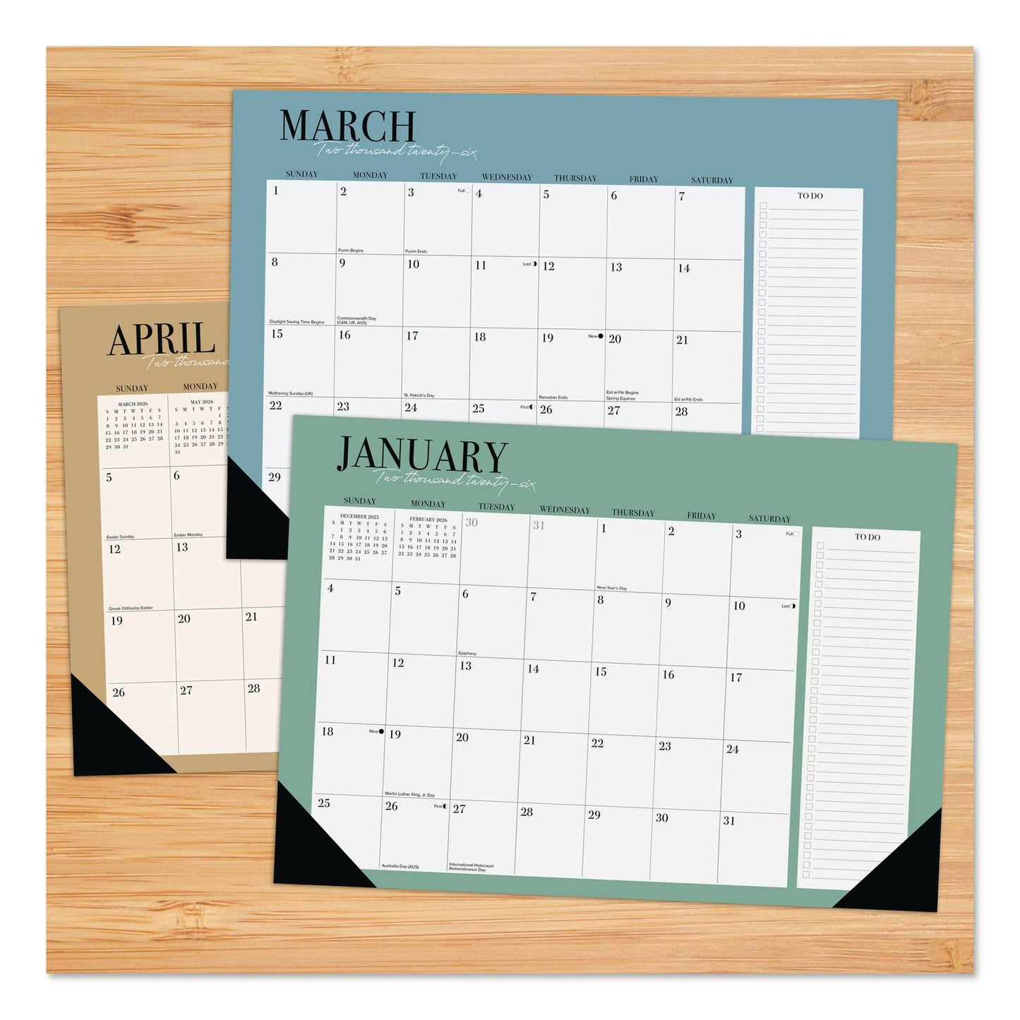 Willow Creek Press Urban Chic Small Monthly Desk Pad Calendar, 17 x 12, White Sheets, Black Headband/Corners, 12-Month (Jan to Dec): 2026 (WPR57179)