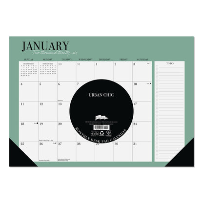 Willow Creek Press Urban Chic Small Monthly Desk Pad Calendar, 17 x 12, White Sheets, Black Headband/Corners, 12-Month (Jan to Dec): 2026 (WPR57179)