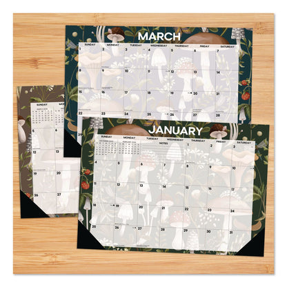 Willow Creek Press Woodland Mushroom Small Monthly Desk Pad Calendar, 17 x 12, White Sheets, Black Headband/Corners, 12-Month (Jan to Dec): 2026 (WPR57186)