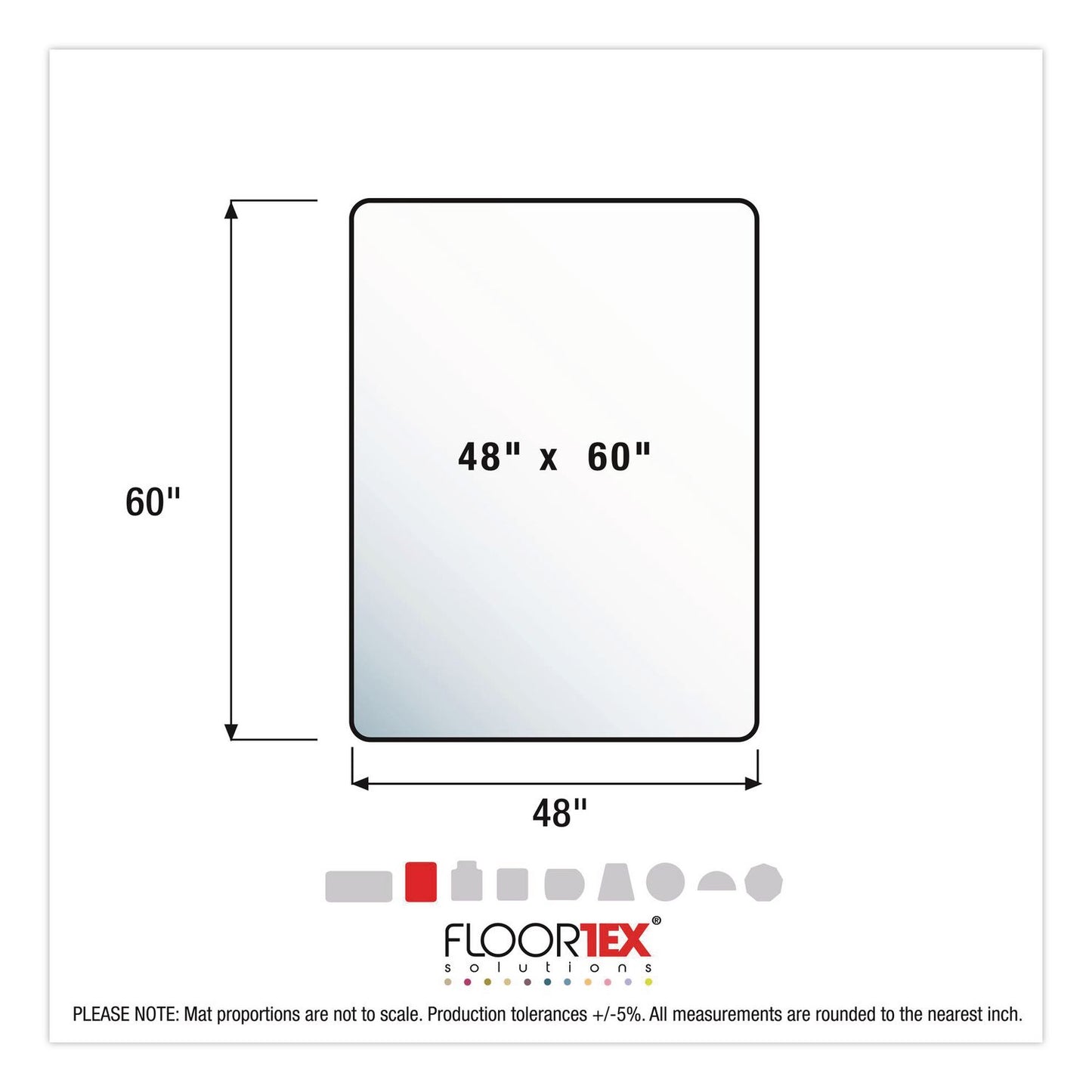 Floortex® Unomat Anti-Slip Polycarbonate Chair Mat for Hard Floors and Carpet Tiles, Rectangular, Straight Edges, 60" x 48", Clear (FLRNRCMFLPD0005)