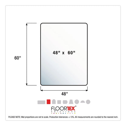 Floortex® Unomat Anti-Slip Polycarbonate Chair Mat for Hard Floors and Carpet Tiles, Rectangular, Straight Edges, 60" x 48", Clear (FLRNRCMFLPD0005)