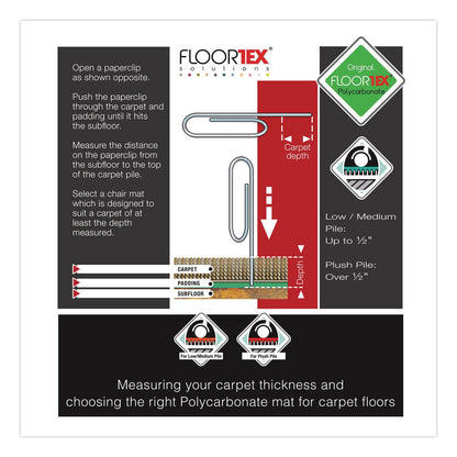 Floortex® Unomat Anti-Slip Polycarbonate Chair Mat for Hard Floors and Carpet Tiles, Rectangular, Straight Edges, 60" x 48", Clear (FLRNRCMFLPD0005)