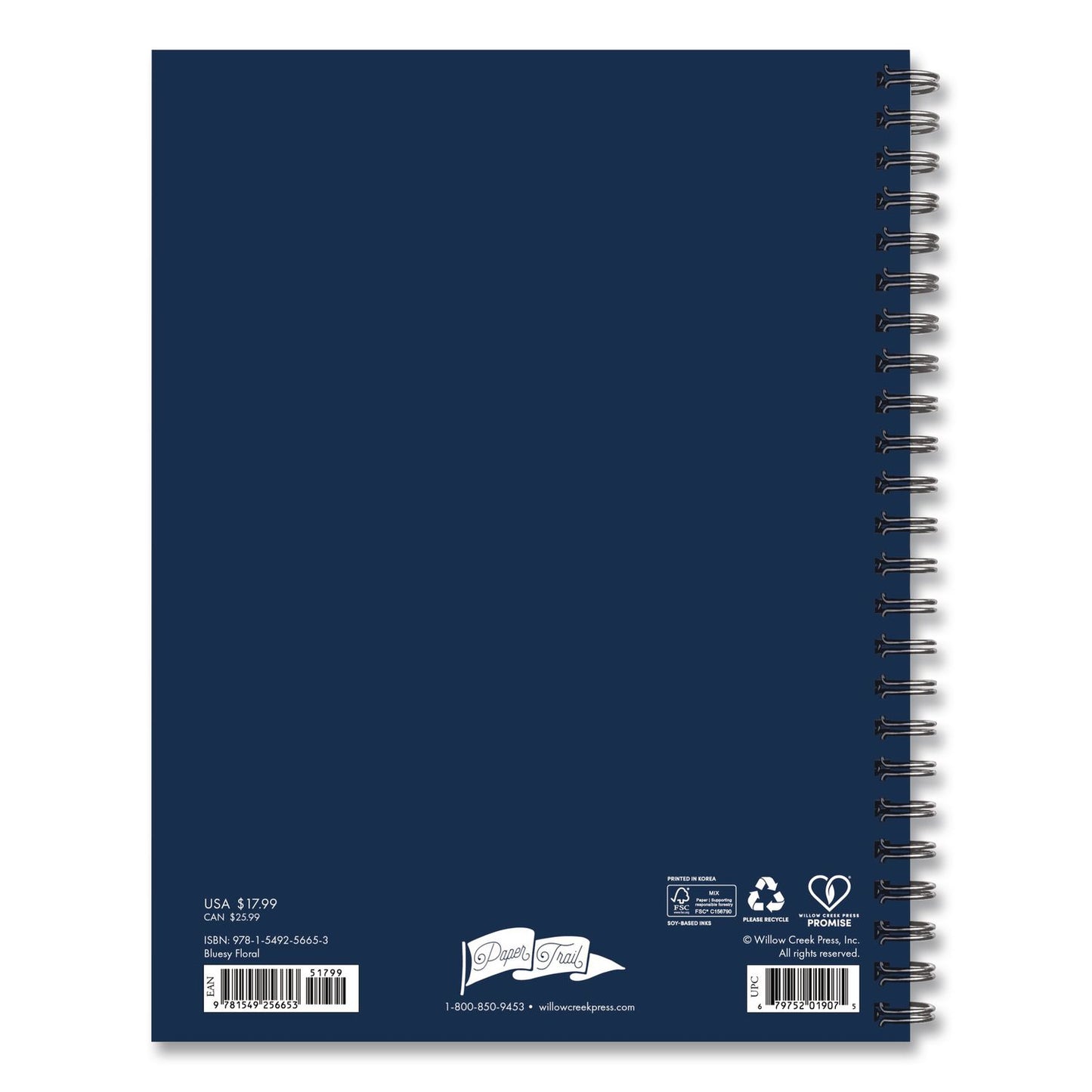 Willow Creek Press Bluesy Floral Weekly/Monthly Planner, 8.8 x 6.5, Blue Cover, 12-Month (Jan to Dec): 2026 (WPR56653)