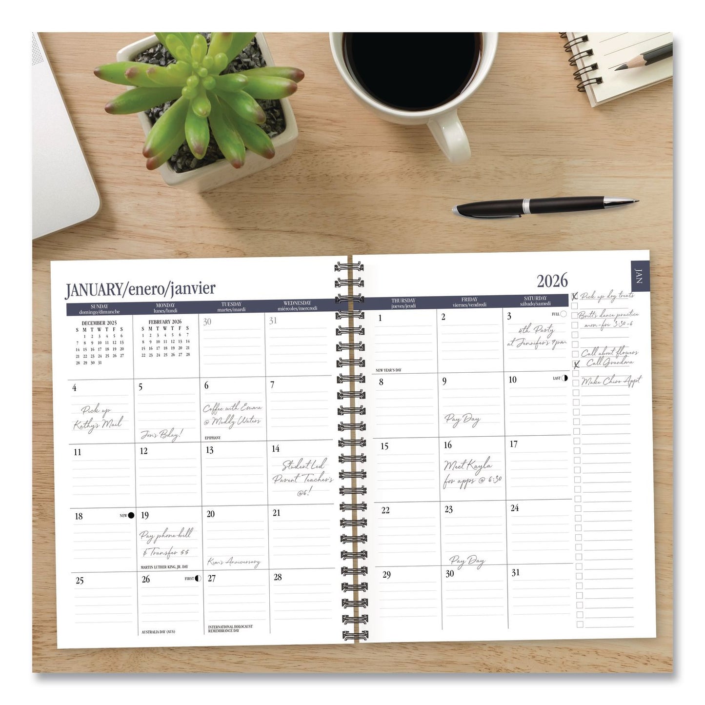 Willow Creek Press Bluesy Floral Weekly/Monthly Planner, 8.8 x 6.5, Blue Cover, 12-Month (Jan to Dec): 2026 (WPR56653)
